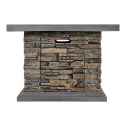 Home Decorators Collection 34 in. x 24 in. Envirostone Propane Gas Brown Fire Pit with Lava Rocks -Flora Home Decorators Soldes slate home decorators collection gas fire pits 52469 1f 1000
