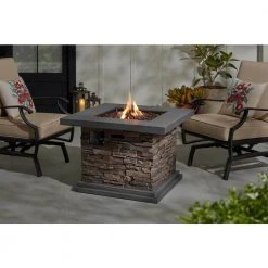 Home Decorators Collection 34 in. x 24 in. Envirostone Propane Gas Brown Fire Pit with Lava Rocks -Flora Home Decorators Soldes slate home decorators collection gas fire pits 52469 40 1000
