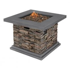 Home Decorators Collection 34 in. x 24 in. Envirostone Propane Gas Brown Fire Pit with Lava Rocks