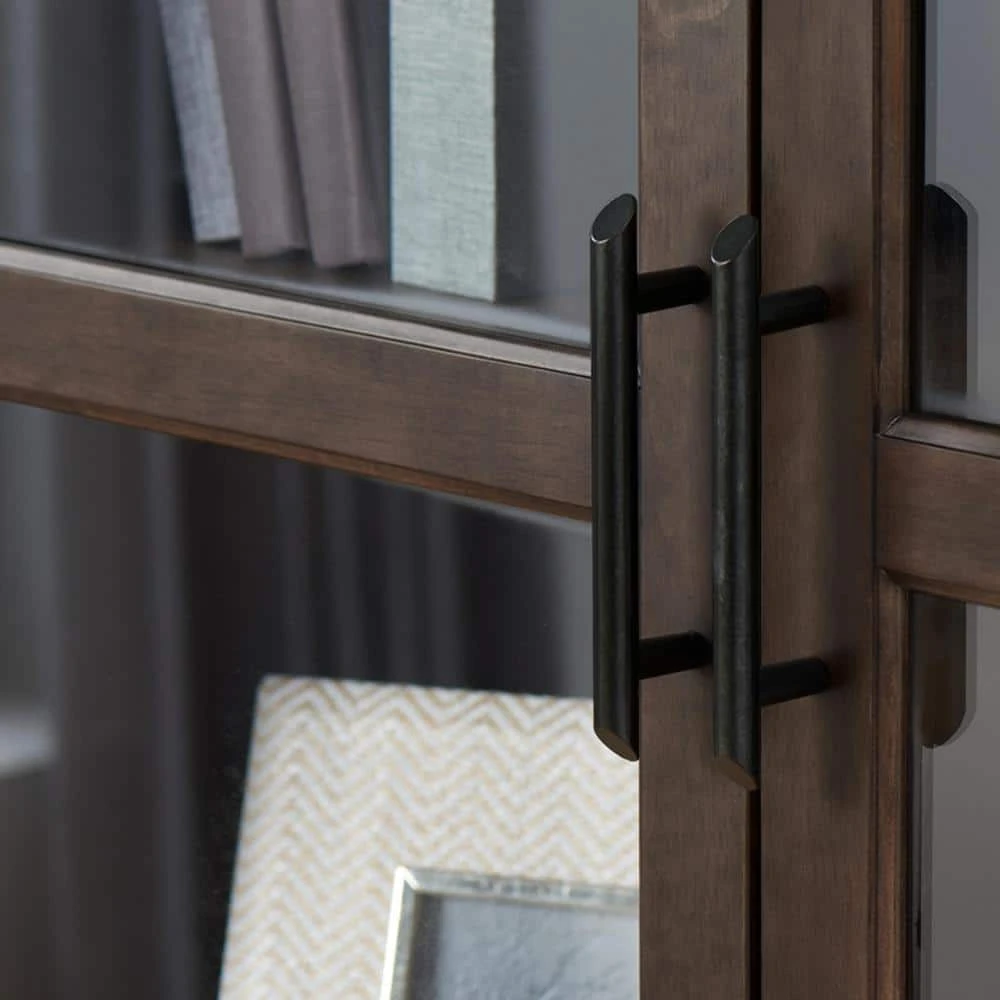 Home Decorators Collection 61.1 in. Smoke Wood 4-shelf Standard Bookcase with Glass Door 6 Home Decorators Collection 61.1 in. Smoke Wood 4-shelf Standard Bookcase with Glass Door - Image 4