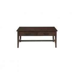 Home Decorators Collection Bellamy 42 in. Smoke Large Rectangle Wood Coffee Table with 2-Drawers