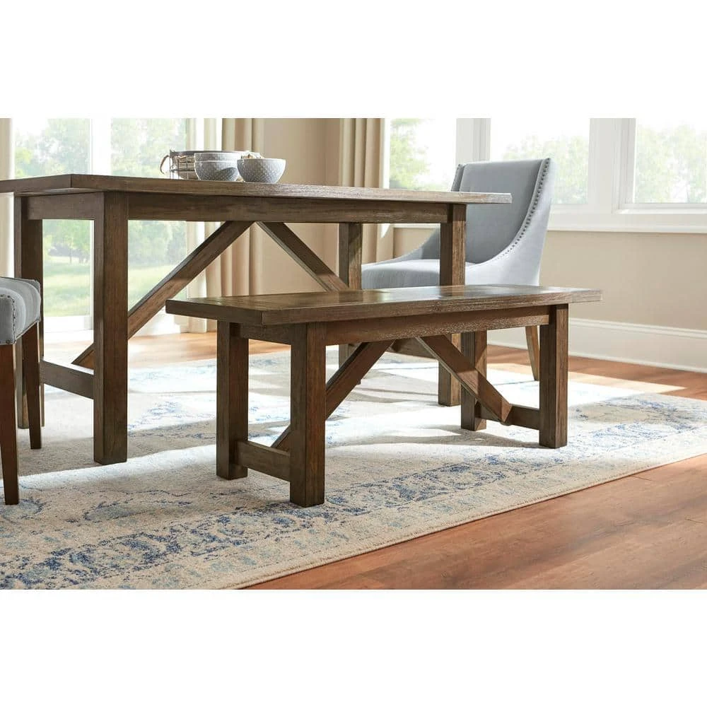 Home Decorators Collection Plum Hill Smoke Brown Wood Backless Dining Bench (49 in. W x 18 in. H) 5 Home Decorators Collection Plum Hill Smoke Brown Wood Backless Dining Bench (49 in. W x 18 in. H) - Image 3