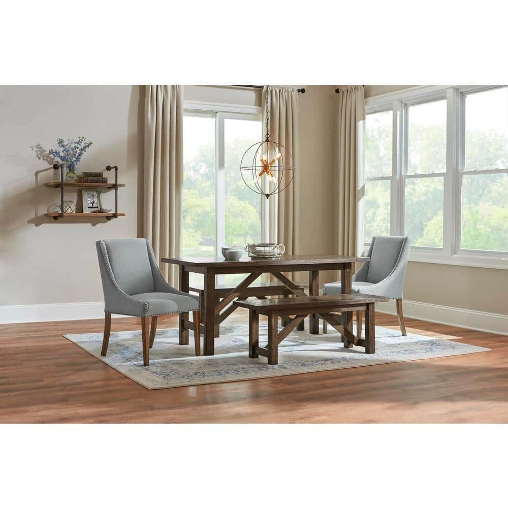 Home Decorators Collection Plum Hill Smoke Brown Wood Backless Dining Bench (49 in. W x 18 in. H) 6 Home Decorators Collection Plum Hill Smoke Brown Wood Backless Dining Bench (49 in. W x 18 in. H) - Image 4