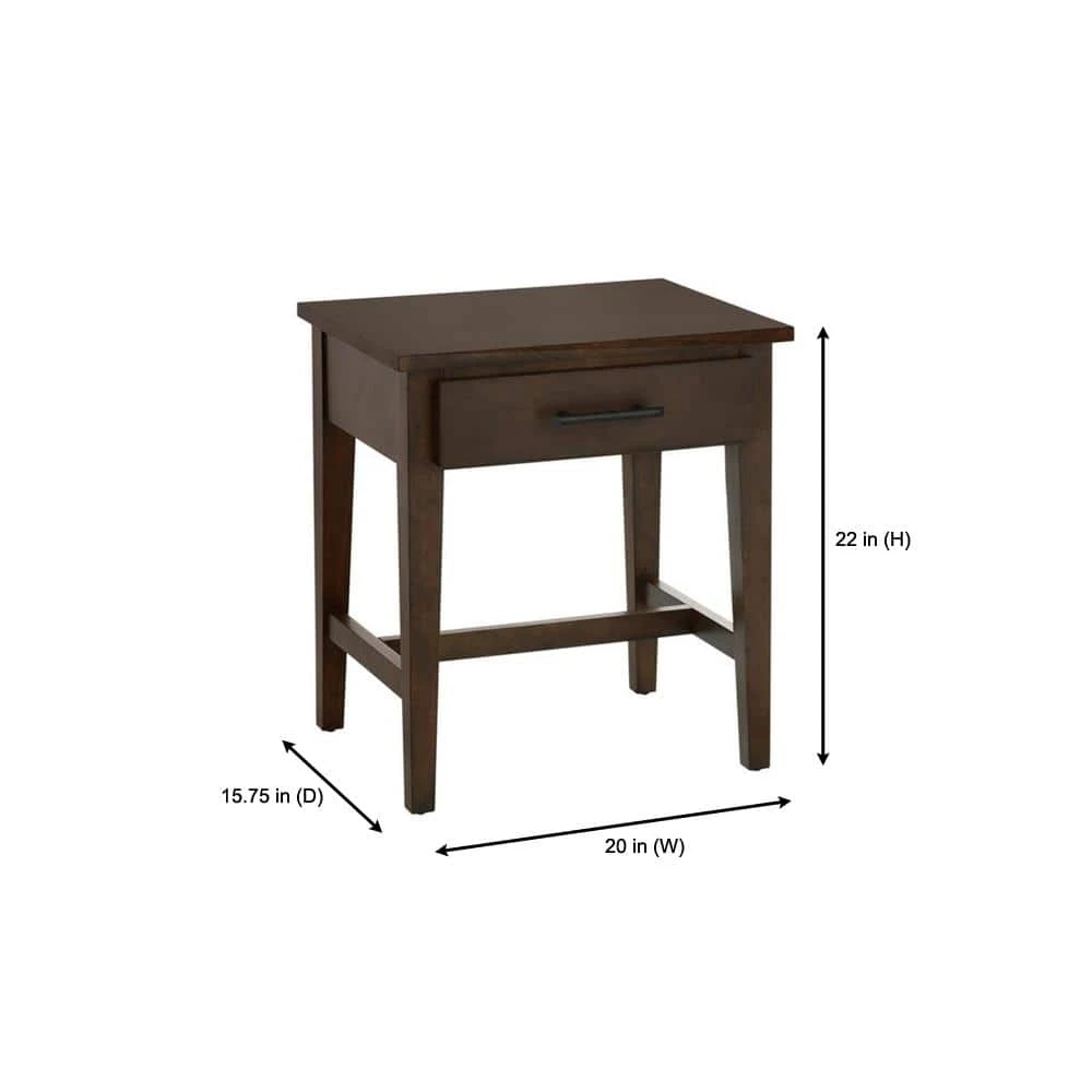 Home Decorators Collection Bellamy Rectangular Smoke Brown Wood 1 Drawer End Table (20 in. W x 22 in. H) 4 Home Decorators Collection Bellamy Rectangular Smoke Brown Wood 1 Drawer End Table (20 in. W x 22 in. H) - Image 2