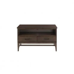Home Decorators Collection Bellamy Smoke Brown Wood 2 Drawer TV Stand with Cord Management (42 in. W x 25 in. H)