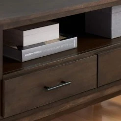 Home Decorators Collection Bellamy Smoke Brown Wood 2 Drawer TV Stand with Cord Management (42 in. W x 25 in. H) -Flora Home Decorators Soldes smoke home decorators collection tv stands sk19345h1 s 66 1000