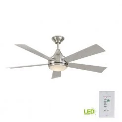 Home Decorators Collection Hanlon 52 in. Integrated LED Indoor/Outdoor Stainless Steel Ceiling Fan with Light Kit and Wall Control -Flora Home Decorators Soldes stainless steel home decorators collection ceiling fans with lights yg533 sst bn 1d 1000