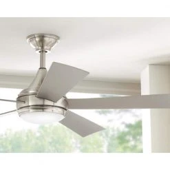 Home Decorators Collection Hanlon 52 in. Integrated LED Indoor/Outdoor Stainless Steel Ceiling Fan with Light Kit and Wall Control -Flora Home Decorators Soldes stainless steel home decorators collection ceiling fans with lights yg533 sst bn 40 1000