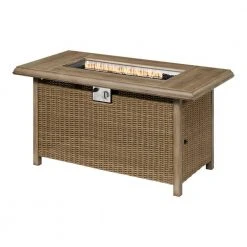 Home Decorators Collection Anaheim 49 in. x 25 in. Aluminum and Stainless Steel Tan Gas Fire Pit with Wood-Look tile Top -Flora Home Decorators Soldes tan home decorators collection gas fire pits 2388fp 2 76 1000