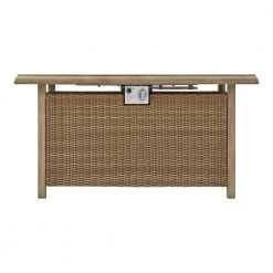 Home Decorators Collection Anaheim 49 in. x 25 in. Aluminum and Stainless Steel Tan Gas Fire Pit with Wood-Look tile Top -Flora Home Decorators Soldes tan home decorators collection gas fire pits 2388fp 2 a0 1000