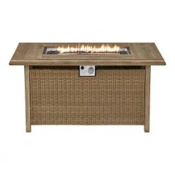 Home Decorators Collection Anaheim 49 in. x 25 in. Aluminum and Stainless Steel Tan Gas Fire Pit with Wood-Look tile Top -Flora Home Decorators Soldes tan home decorators collection gas fire pits 2388fp 2 d4 1000