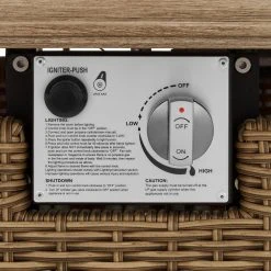 Home Decorators Collection Anaheim 49 in. x 25 in. Aluminum and Stainless Steel Tan Gas Fire Pit with Wood-Look tile Top -Flora Home Decorators Soldes tan home decorators collection gas fire pits 2388fp 2 fa 1000