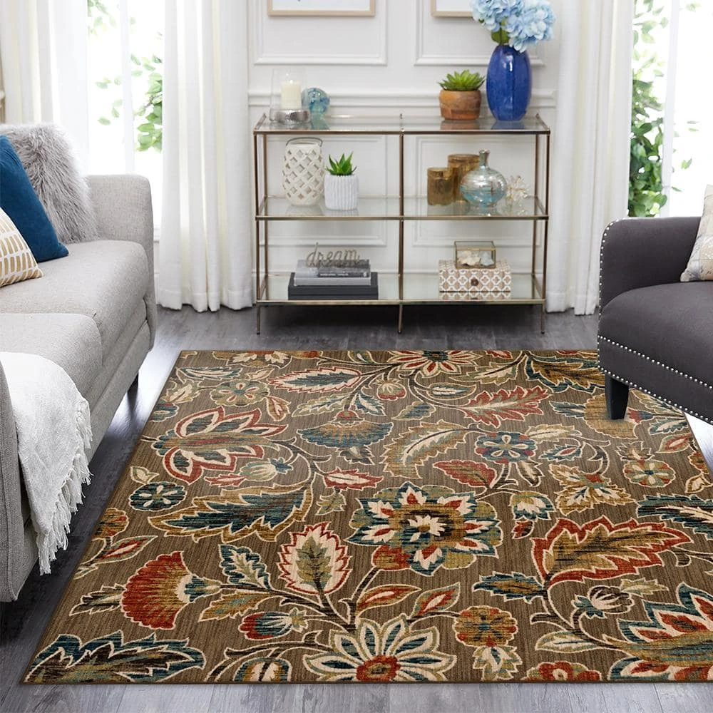 Home Decorators Collection Elyse Taupe 8 ft. x 10 ft. Floral Area Rug 4 Home Decorators Collection Elyse Taupe 8 ft. x 10 ft. Floral Area Rug - Image 2