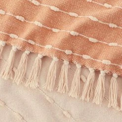 Home Decorators Collection Terracotta Border Stripe Turkish Cotton Woven Throw Blanket with Fringe -Flora Home Decorators Soldes terracotta home decorators collection throw blankets pnp 40 1000
