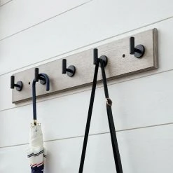 Home Decorators Collection Textured Coastal Oak 18 in. Hook Rack with 5 Matte Black Single Post Hooks 9 Home Decorators Collection Textured Coastal Oak 18 in. Hook Rack with 5 Matte Black Single Post Hooks -Flora Home Decorators Soldes textured oak home decorators collection hooks 64081 4f 1000