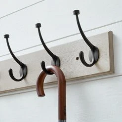 Home Decorators Collection Chiffon Lace 27 in. Textured Oak Hook Rack with 5 Matte Black Pill Top Hooks -Flora Home Decorators Soldes textured oak home decorators collection hooks 64111 1f 1000