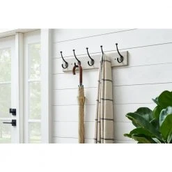Home Decorators Collection Chiffon Lace 27 in. Textured Oak Hook Rack with 5 Matte Black Pill Top Hooks -Flora Home Decorators Soldes textured oak home decorators collection hooks 64111 31 1000