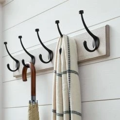 Home Decorators Collection Chiffon Lace 27 in. Textured Oak Hook Rack with 5 Matte Black Pill Top Hooks -Flora Home Decorators Soldes textured oak home decorators collection hooks 64111 4f 1000