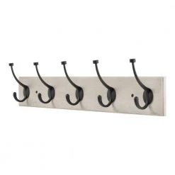 Home Decorators Collection Chiffon Lace 27 in. Textured Oak Hook Rack with 5 Matte Black Pill Top Hooks -Flora Home Decorators Soldes textured oak home decorators collection hooks 64111 c3 1000