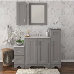 Home Decorators Collection Hawthorne Assembled 13 in. W x 44-13/16 in. H x 22 in. D Bath Mid Auxiliary Cabinet in Twilight Gray -Flora Home Decorators Soldes twilight gray home decorators collection assembled kitchen cabinets 30668 31 1000
