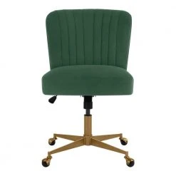 Home Decorators Collection Azria Verdite Green Velvet Office Chair with Brass Wheeled Base