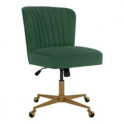Home Decorators Collection Azria Verdite Green Velvet Office Chair with Brass Wheeled Base -Flora Home Decorators Soldes verdite green home decorators collection task chairs 123 66 1000
