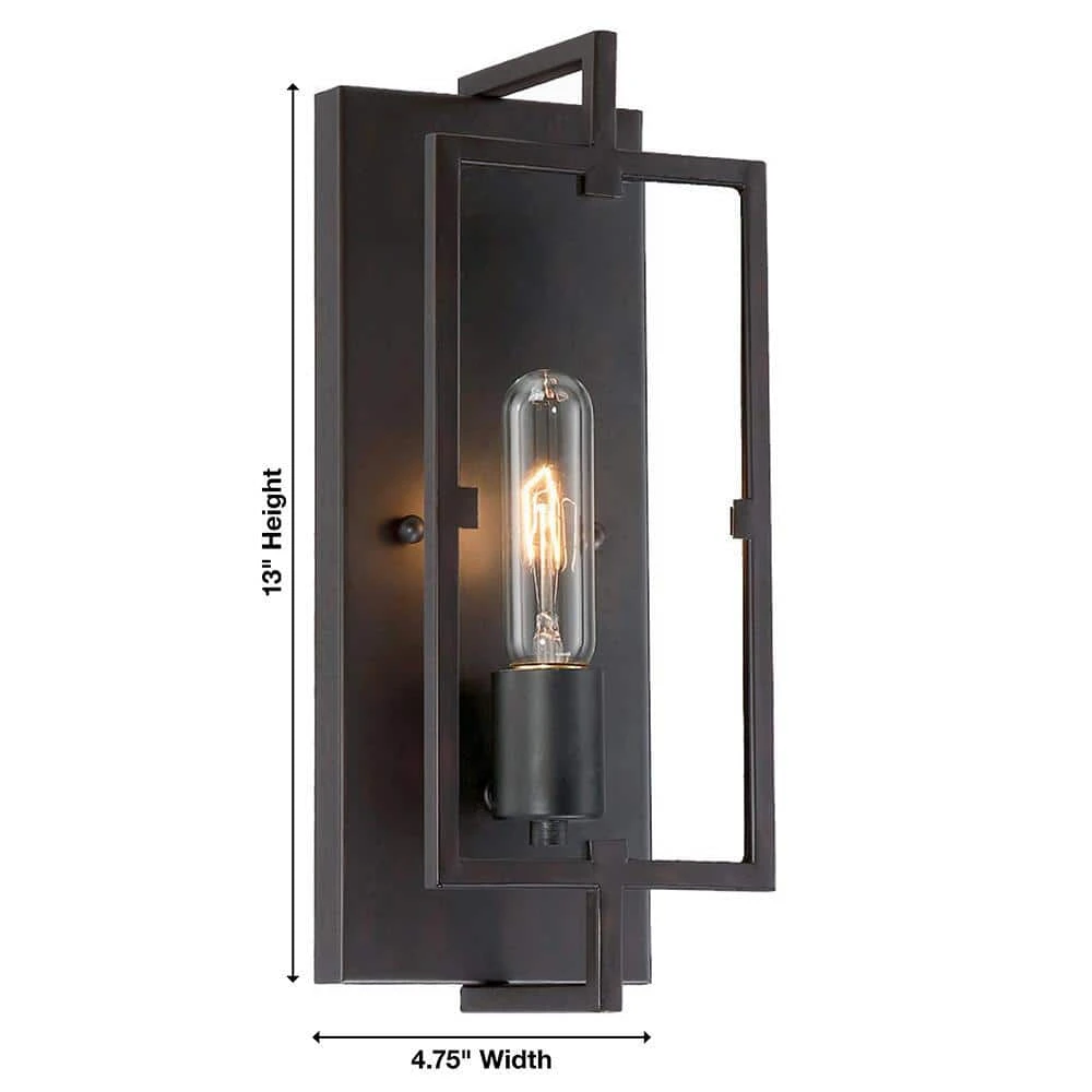 Home Decorators Collection Kenton 4.75 in. 1-Light Bronze Industrial Wall Mount Sconce Light - Image 4