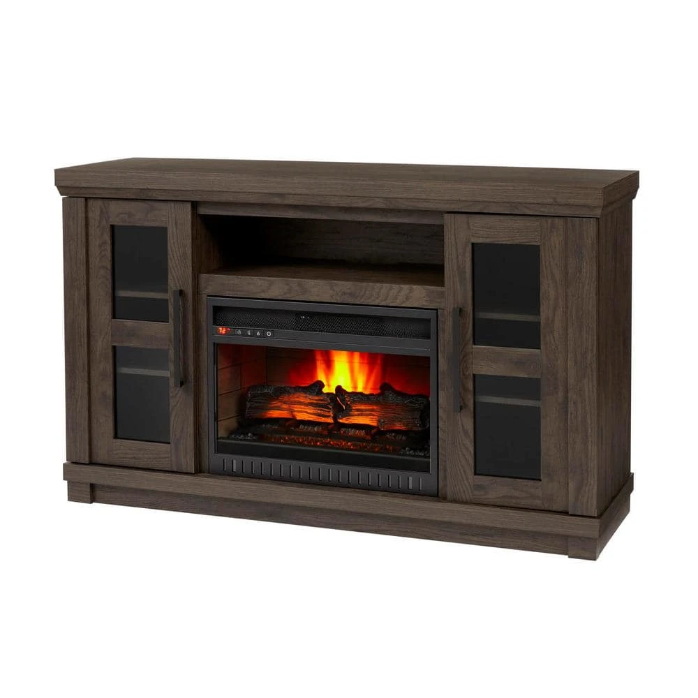 Home Decorators Collection Caufield 54 in. Media Console Infrared Electric Fireplace in Vintage Warm Oak 6 Home Decorators Collection Caufield 54 in. Media Console Infrared Electric Fireplace in Vintage Warm Oak - Image 4