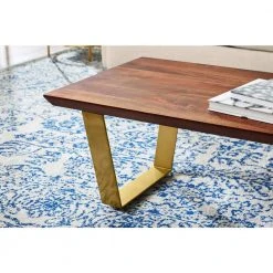 Home Decorators Collection Wimberly 48 in. Walnut/Brass Large Rectangle Wood Coffee Table with Metal Base -Flora Home Decorators Soldes walnut brass home decorators collection coffee tables acb 2609 102 1d 1000