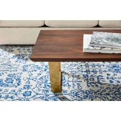Home Decorators Collection Wimberly 48 in. Walnut/Brass Large Rectangle Wood Coffee Table with Metal Base -Flora Home Decorators Soldes walnut brass home decorators collection coffee tables acb 2609 102 66 1000