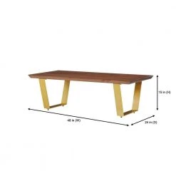 Home Decorators Collection Wimberly 48 in. Walnut/Brass Large Rectangle Wood Coffee Table with Metal Base -Flora Home Decorators Soldes walnut brass home decorators collection coffee tables acb 2609 102 e1 1000