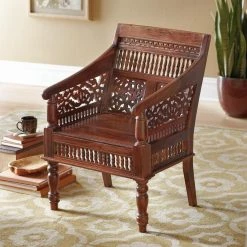 Home Decorators Collection Maharaja Walnut Wood Hand-Carved Arm Chair -Flora Home Decorators Soldes walnut home decorators collection accent chairs 0105900950 31 1000