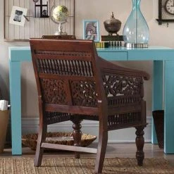 Home Decorators Collection Maharaja Walnut Wood Hand-Carved Arm Chair -Flora Home Decorators Soldes walnut home decorators collection accent chairs 0105900950 44 1000