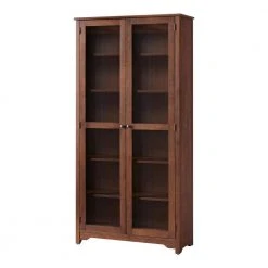 Home Decorators Collection Bradstone 72.20 in. Walnut Bookcase with Glass Doors -Flora Home Decorators Soldes walnut home decorators collection bookcases bookshelves js 3424 c c3 1000