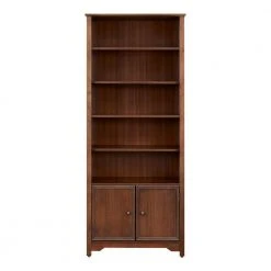 Home Decorators Collection Bradstone 72.28 in. Walnut Open Bookcase with 2 Doors