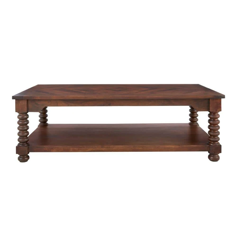 Home Decorators Collection Glenmore 54 in. Walnut Large Rectangle Wood Coffee Table with Detailed Legs 7 Home Decorators Collection Glenmore 54 in. Walnut Large Rectangle Wood Coffee Table with Detailed Legs - Image 5