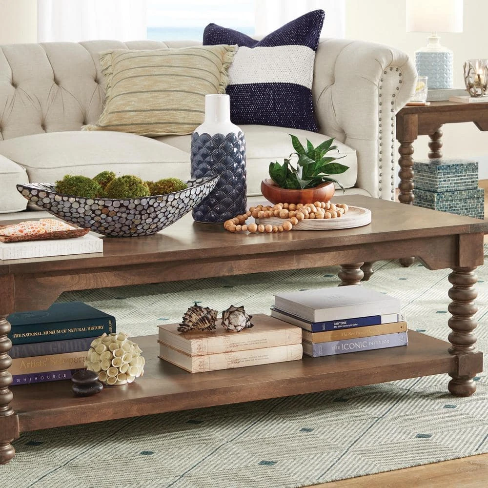 Home Decorators Collection Glenmore 54 in. Walnut Large Rectangle Wood Coffee Table with Detailed Legs 12 Home Decorators Collection Glenmore 54 in. Walnut Large Rectangle Wood Coffee Table with Detailed Legs - Image 10