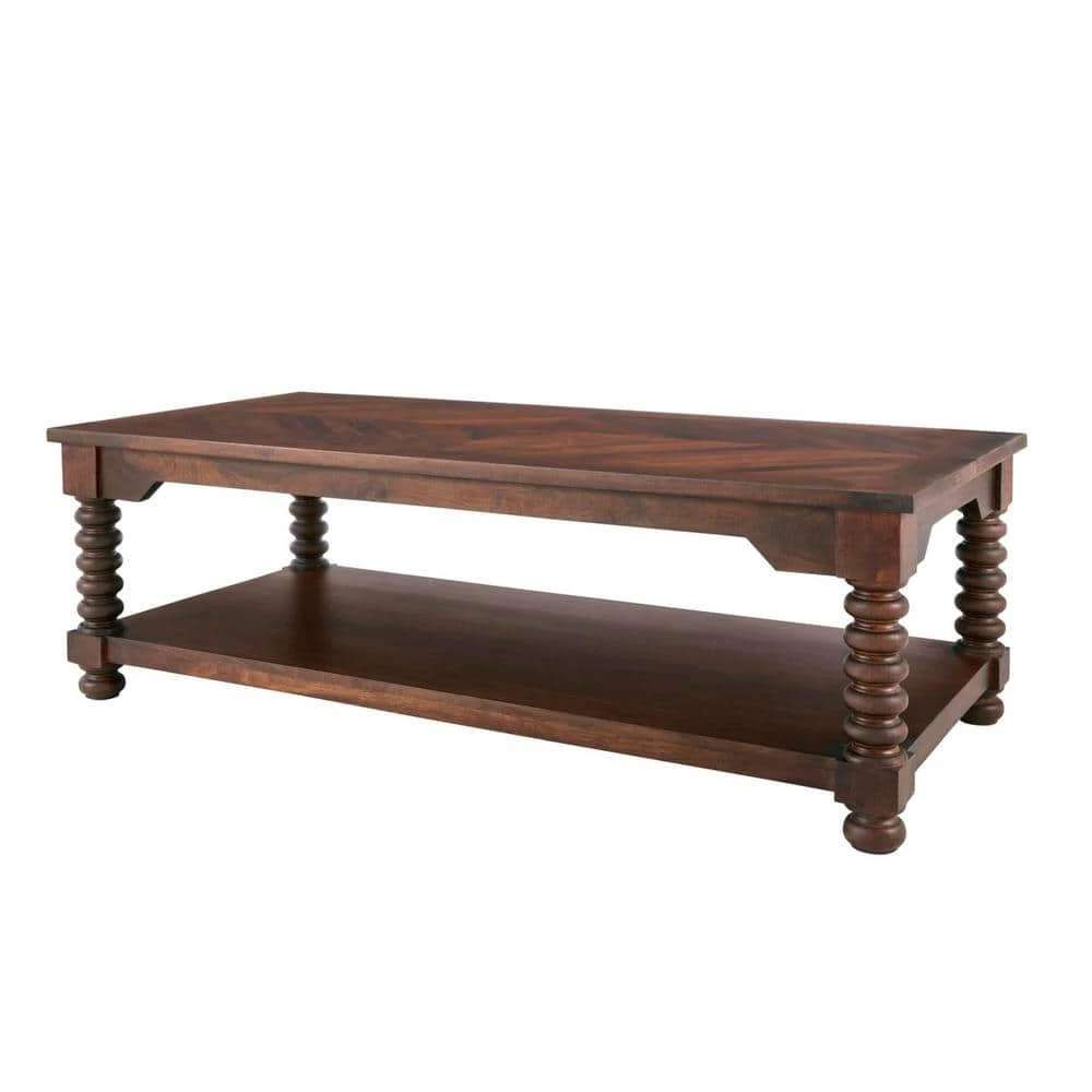 Home Decorators Collection Glenmore 54 in. Walnut Large Rectangle Wood Coffee Table with Detailed Legs 8 Home Decorators Collection Glenmore 54 in. Walnut Large Rectangle Wood Coffee Table with Detailed Legs - Image 6