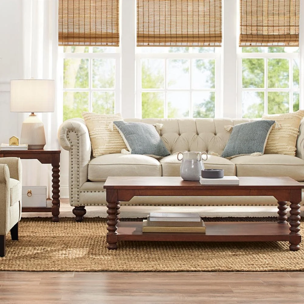 Home Decorators Collection Glenmore 54 in. Walnut Large Rectangle Wood Coffee Table with Detailed Legs 10 Home Decorators Collection Glenmore 54 in. Walnut Large Rectangle Wood Coffee Table with Detailed Legs - Image 8