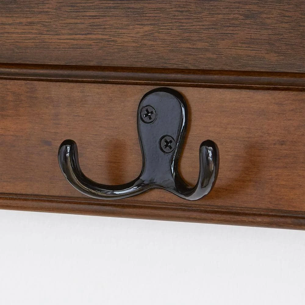 Home Decorators Collection 8 in. H x 36 in. W x 8 in. D Walnut Wood Floating Decorative Wall Shelf with Hooks 7 Home Decorators Collection 8 in. H x 36 in. W x 8 in. D Walnut Wood Floating Decorative Wall Shelf with Hooks - Image 5