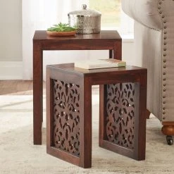 Home Decorators Collection Maharaja Walnut 2-Piece Nesting End Table