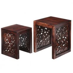 Home Decorators Collection Maharaja Walnut 2-Piece Nesting End Table -Flora Home Decorators Soldes walnut home decorators collection end side tables 0652100960 77 1000