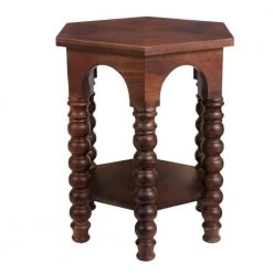Home Decorators Collection Castine Hexagonal Walnut Finish Wood End Table with Detailed Legs (22 in. W x 24 in. H) 13 Home Decorators Collection Castine Hexagonal Walnut Finish Wood End Table with Detailed Legs (22 in. W x 24 in. H) -Flora Home Decorators Soldes walnut home decorators collection end side tables cac 104 lt lw c3 1000