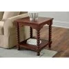 Home Decorators Collection Glenmore Square Walnut Finish Wood End Table with Detailed Legs (22 in. W x 24 in. H)