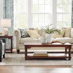 Home Decorators Collection Glenmore Square Walnut Finish Wood End Table with Detailed Legs (22 in. W x 24 in. H) -Flora Home Decorators Soldes walnut home decorators collection end side tables cac 108 lt lw 76 1000