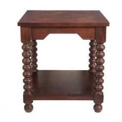 Home Decorators Collection Glenmore Square Walnut Finish Wood End Table with Detailed Legs (22 in. W x 24 in. H) -Flora Home Decorators Soldes walnut home decorators collection end side tables cac 108 lt lw a0 1000
