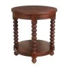 Home Decorators Collection Glenmore Round Walnut Finish Wood End Table with Detailed Legs (22 in. W x 24 in. H)