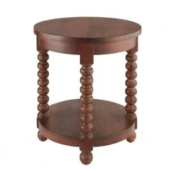 Home Decorators Collection Glenmore Round Walnut Finish Wood End Table with Detailed Legs (22 in. W x 24 in. H) -Flora Home Decorators Soldes walnut home decorators collection end side tables cac 161 lt lw d4 1000