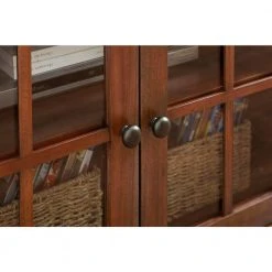 Home Decorators Collection Edenridge Walnut Finish Wood TV Stand with Glass Windowpane Doors (62 in. W x 24.38 in. H) -Flora Home Decorators Soldes walnut home decorators collection sideboards buffet tables 03304 40 1000