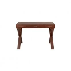 Home Decorators Collection 48 in. Rectangular Walnut 3 Drawer Writing Desk with Built-In Storage